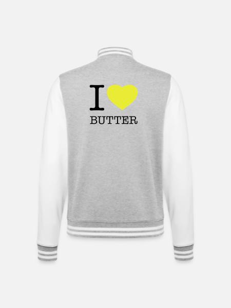 I LOVE BUTTER - College Sweat Jacket - heather grey/white