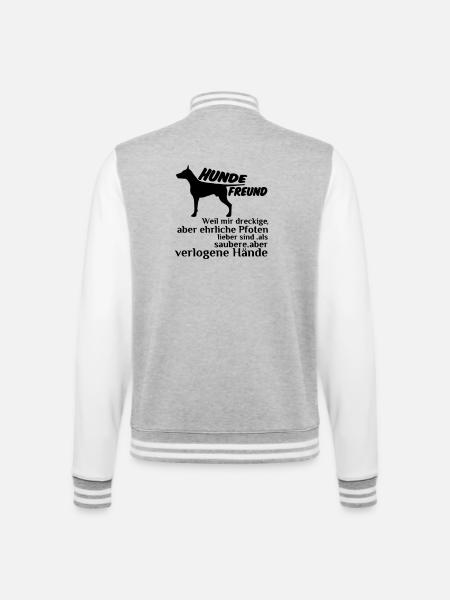 Hundefreund Hund Tier Spruch Geschenk - College-Sweatjacke - Grau meliert/Weiß
