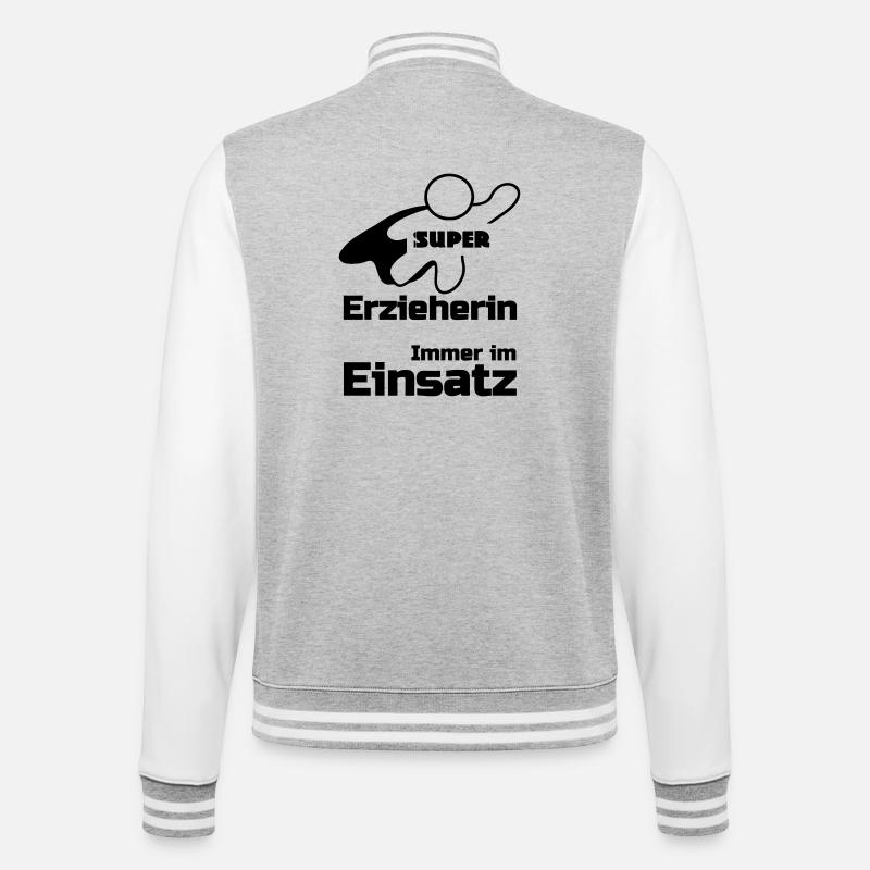 Super Erzieherin Geschenk - College-Sweatjacke - Grau meliert/Weiß