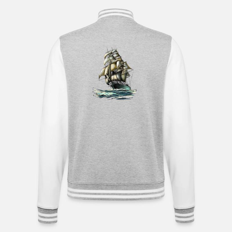 sailing ship - College sweatjakke - grå meleret/hvid