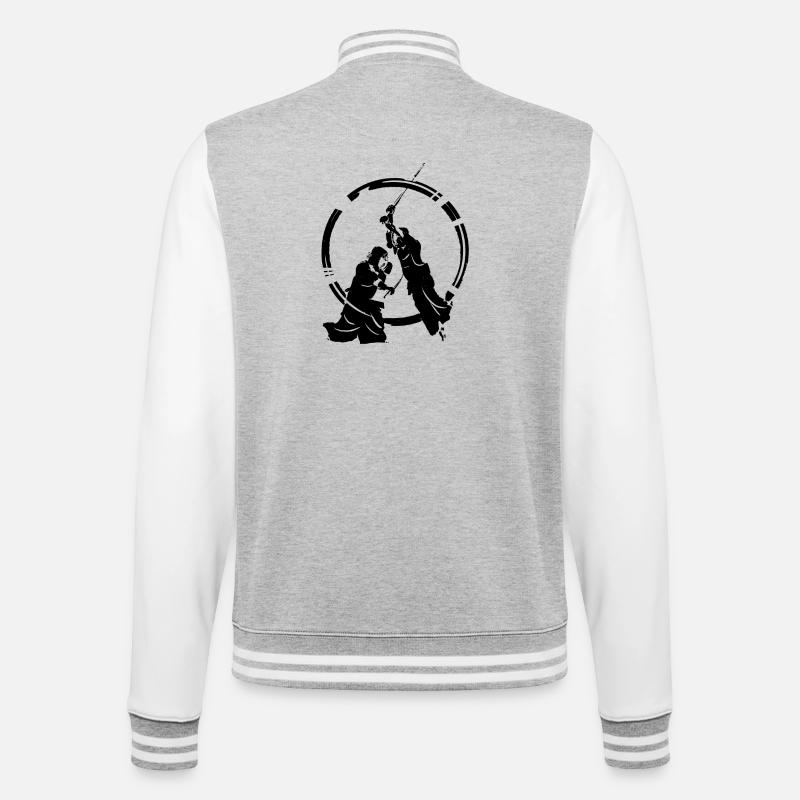 Kendo - College-Sweatjacke - Grau meliert/Weiß