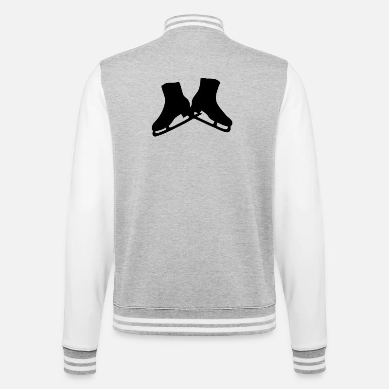 Schlittschuhe - College-Sweatjacke - Grau meliert/Weiß