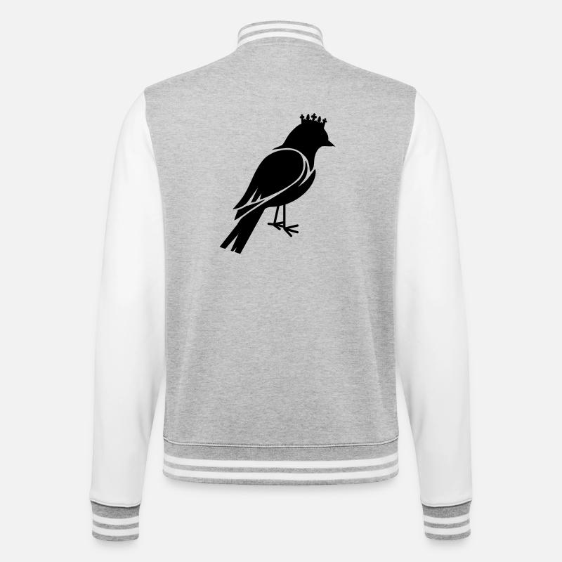 Vogel mit Krone - College-Sweatjacke - Grau meliert/Weiß