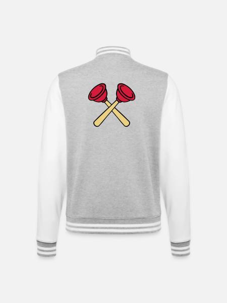 Pömpel gekreuzt - College-Sweatjacke - Grau meliert/Weiß