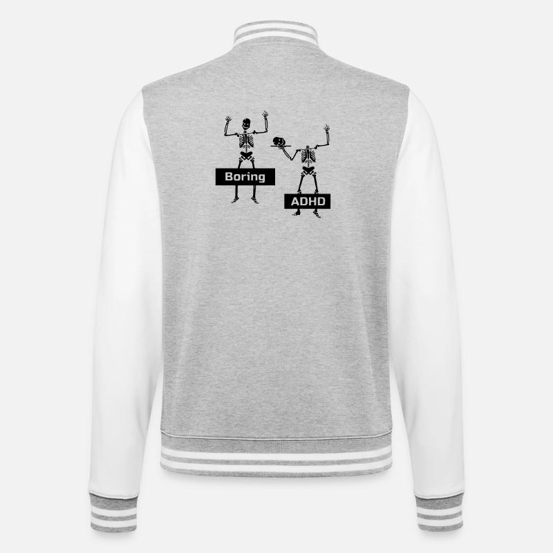 Boring vs ADHD - College Sweat Jacket - heather grey/white