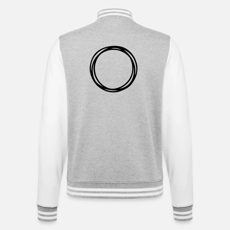 Kreise und Kreise - College-Sweatjacke - Grau meliert/Weiß