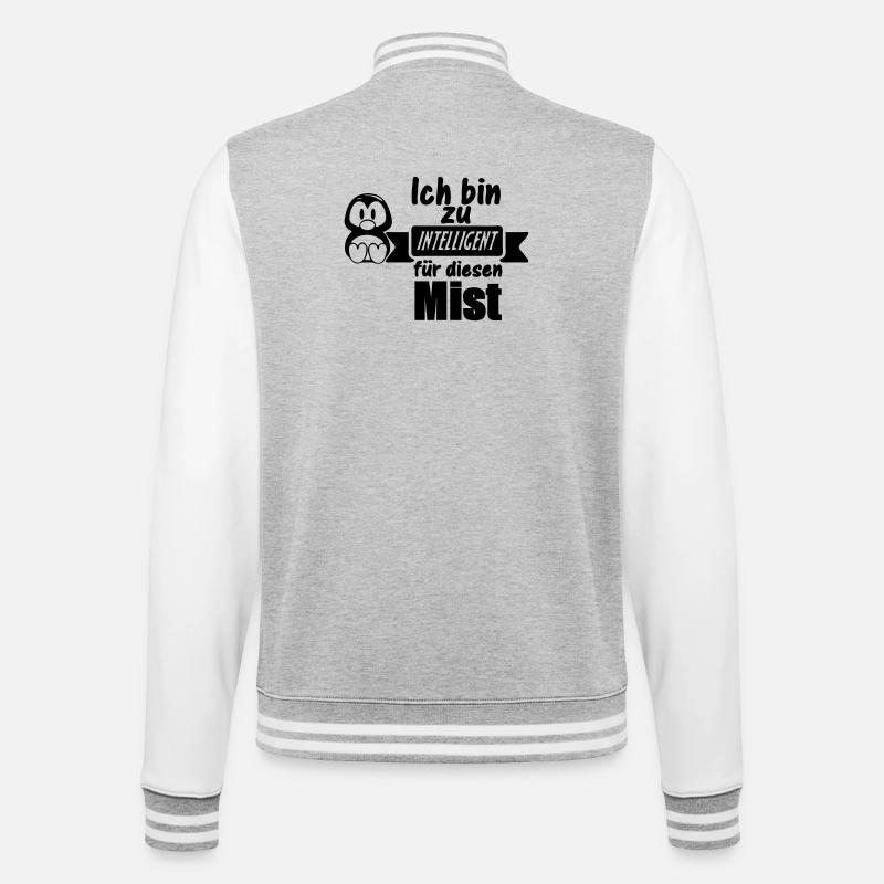 Pinguin Spruch - Zu intelligent Geschenk - College-Sweatjacke - Grau meliert/Weiß