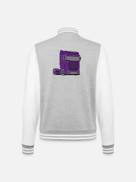Lastbil, lastbil, lastbil, bil, trucker, bil, - College sweatjakke - grå meleret/hvid