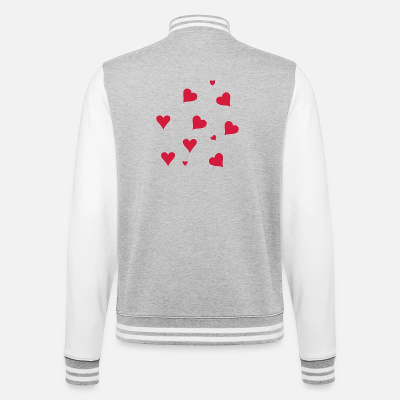 Herzchen 1 - College-Sweatjacke - Grau meliert/Weiß