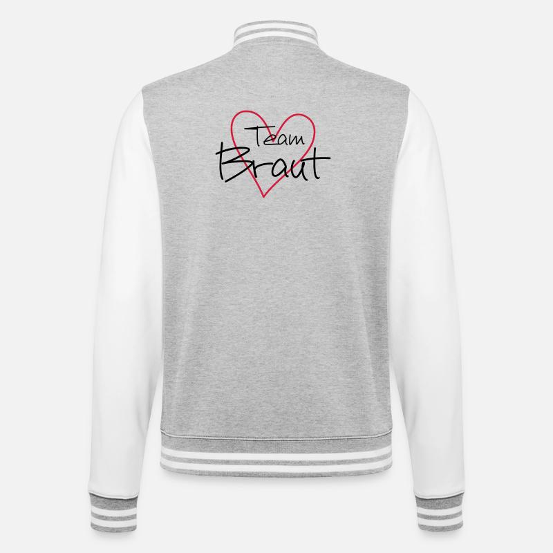 Team Braut Herz Party - College-Sweatjacke - Grau meliert/Weiß