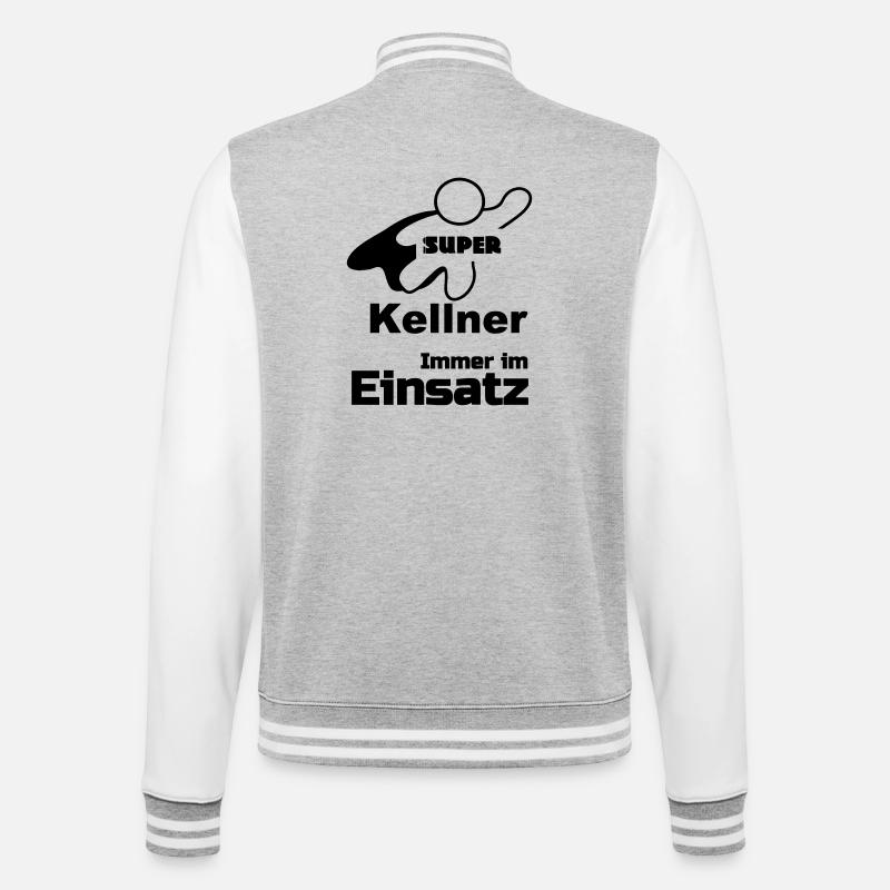 Super Kellner Geschenk - College-Sweatjacke - Grau meliert/Weiß