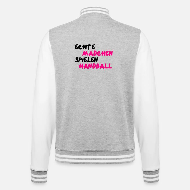 Echte Mädchen spielen Handball - College-Sweatjacke - Grau meliert/Weiß
