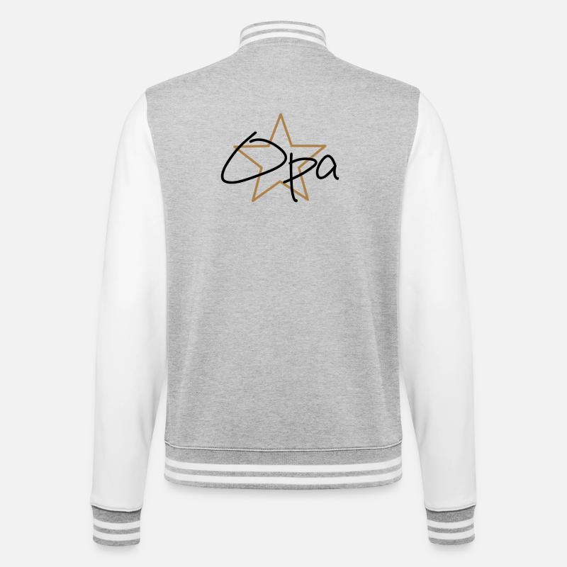 bester Opa - College-Sweatjacke - Grau meliert/Weiß
