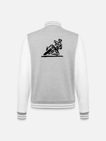 Hanging_of - College-Sweatjacke - Grau meliert/Weiß