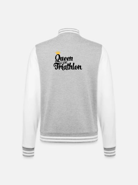 Queen of Triathlon - College Sweat Jacket - heather grey/white