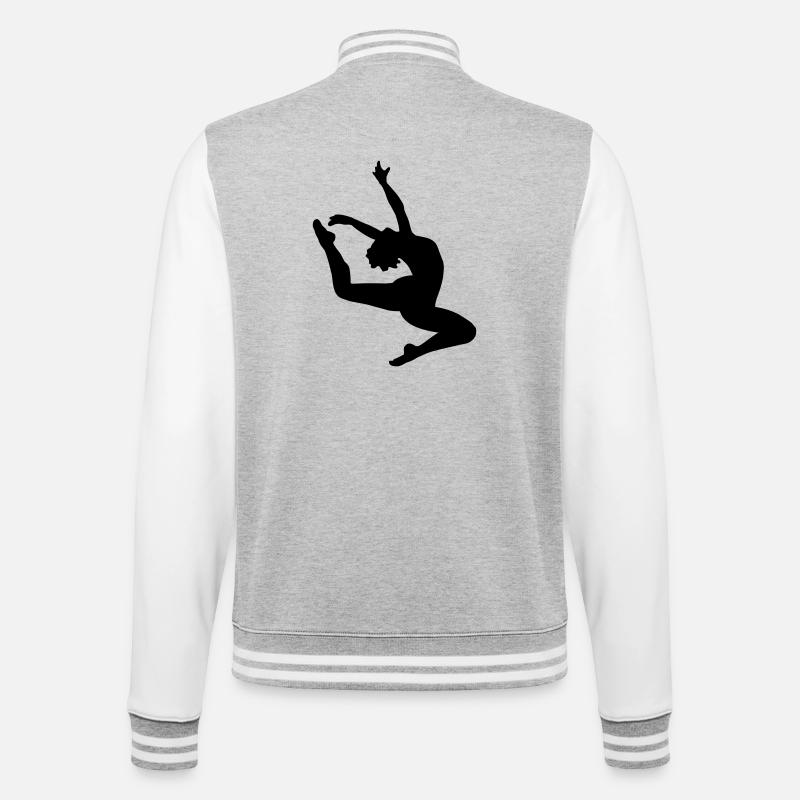 Springen Mädchen - College-Sweatjacke - Grau meliert/Weiß