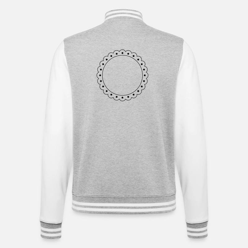 runder Rahmen Kontur Wellenrand - College-Sweatjacke - Grau meliert/Weiß
