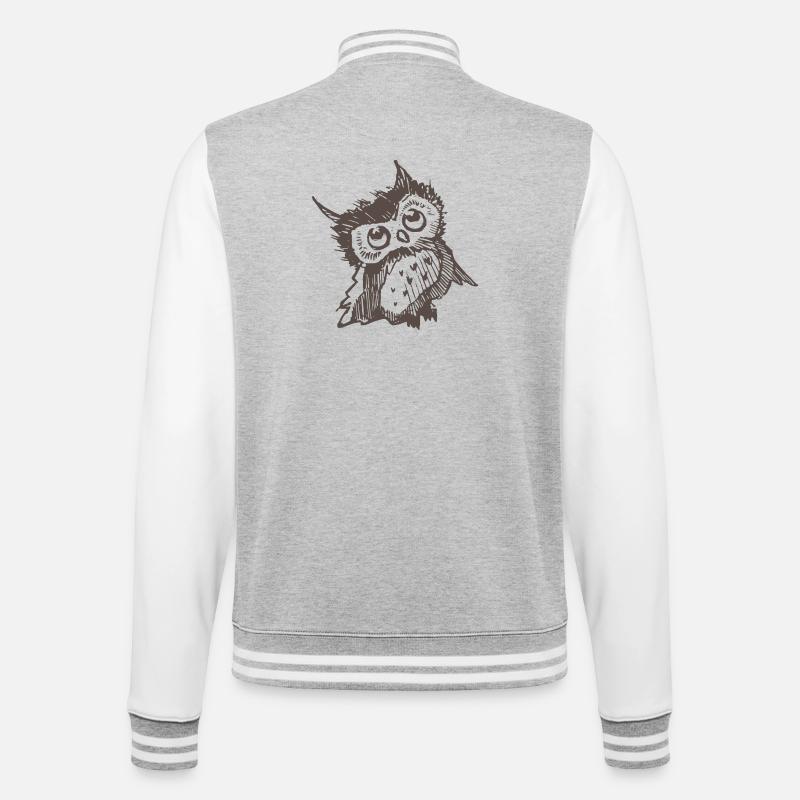 owl - College Sweat Jacket - heather grey/white