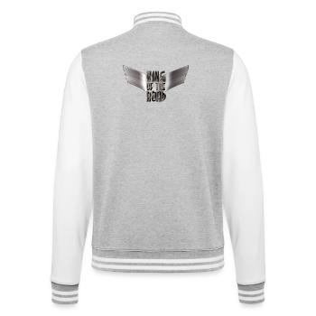 King of the Road -Black Steel Wings - College Sweat Jacket - heather grey/white - Back - Marisol (170cm)