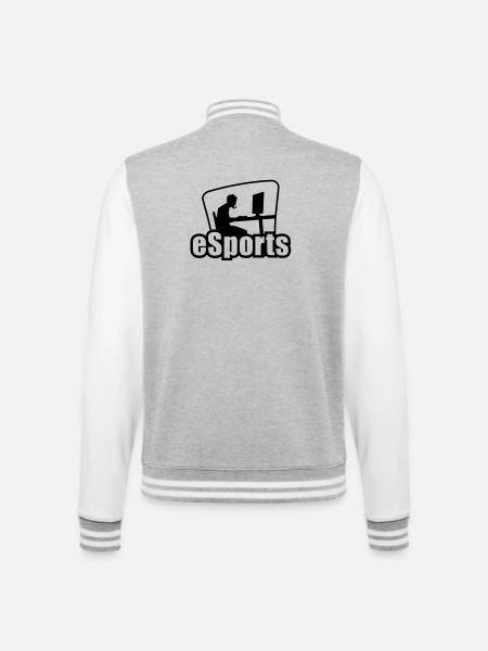 esports - College-Sweatjacke - Grau meliert/Weiß
