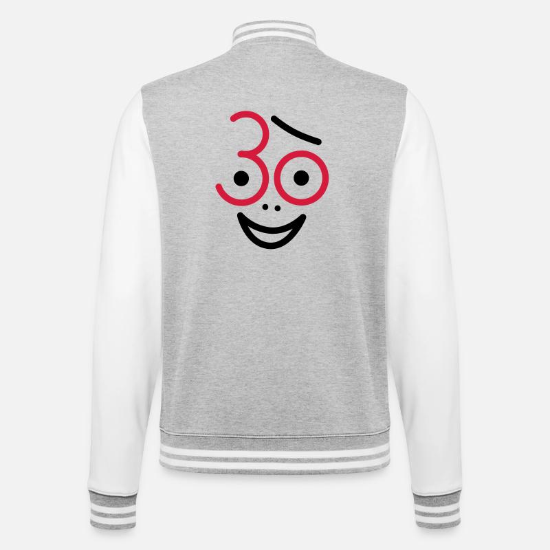 Juhu 30 Jahre ! - College-Sweatjacke - Grau meliert/Weiß