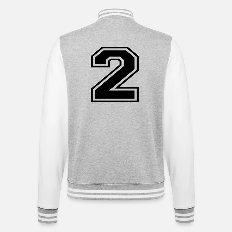 2 - College-Sweatjacke - Grau meliert/Weiß