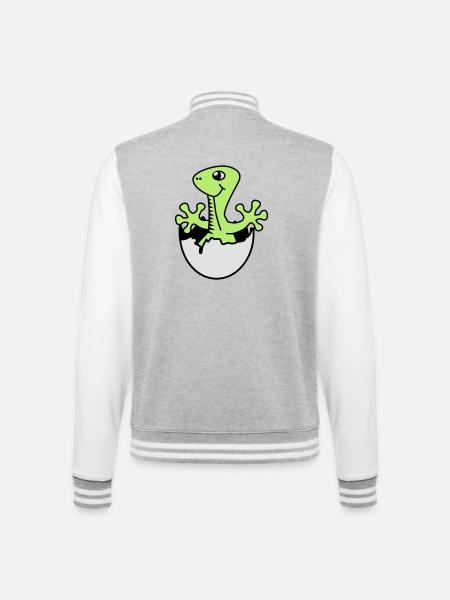 Dino | Boy | Girl | Birth - College Sweat Jacket - heather grey/white
