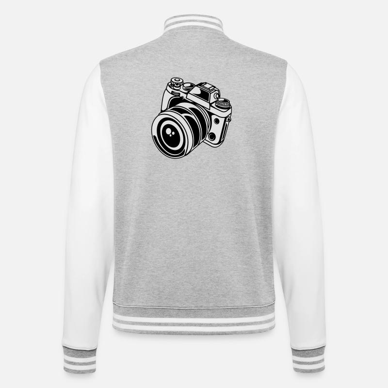 2541614 135426425 camera - College Sweat Jacket - heather grey/white