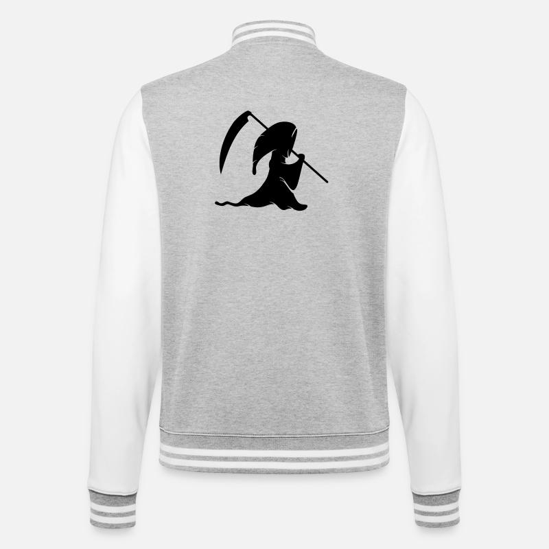 Sensenmann - College-Sweatjacke - Grau meliert/Weiß