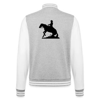 Western Riding Man - College Sweat Jacket - heather grey/white - Back - Marisol (170cm)