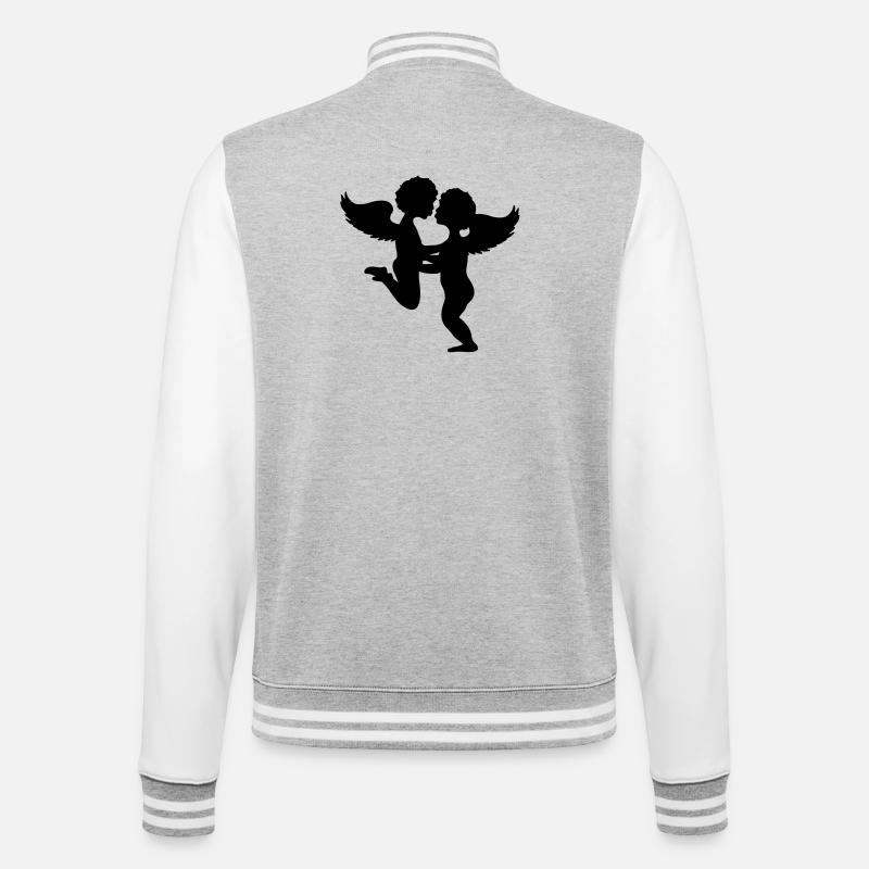 Deux anges baiser - Veste Teddy - gris chiné / blanc