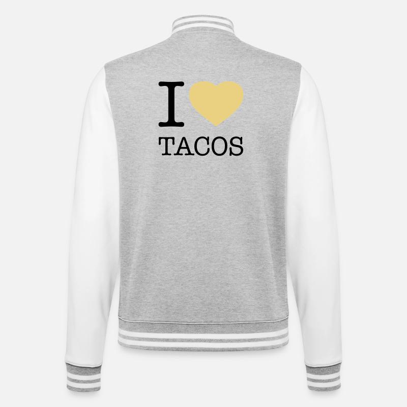 I LOVE TACOS - College-Sweatjacke - Grau meliert/Weiß