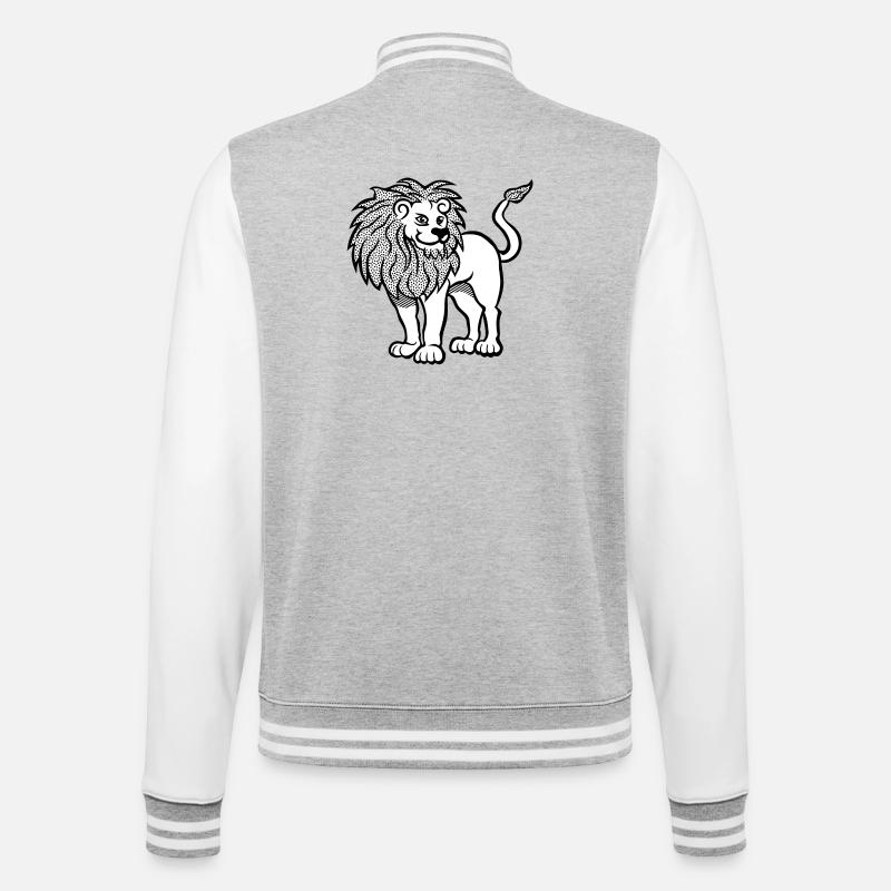 Löwe - College-Sweatjacke - Grau meliert/Weiß