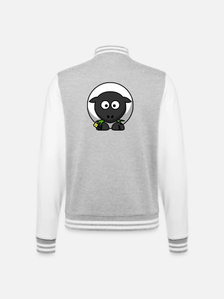 Moonlit Night Sheep Cartoon - College Sweat Jacket - heather grey/white