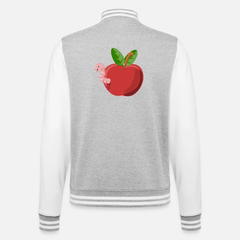 Wurm - College-Sweatjacke - Grau meliert/Weiß