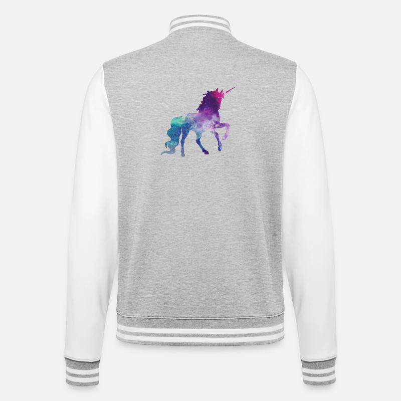 Einhorn - College-Sweatjacke - Grau meliert/Weiß