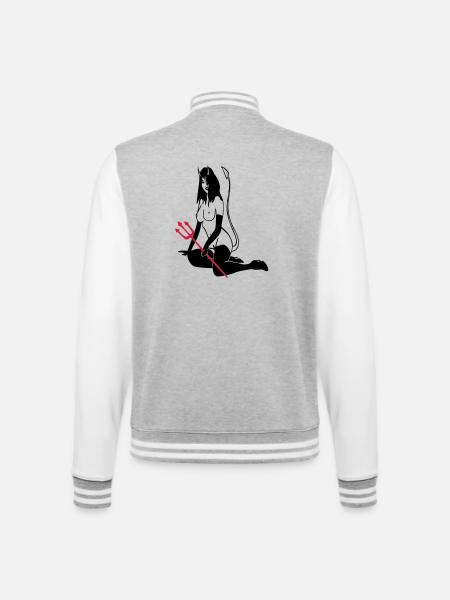 Teufelchen - College-Sweatjacke - Grau meliert/Weiß