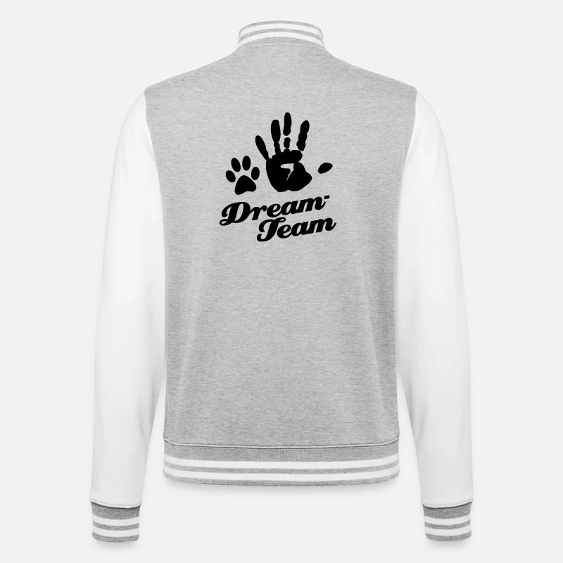 Dream-Team Dog Owner - College Sweat Jacket - heather grey/white