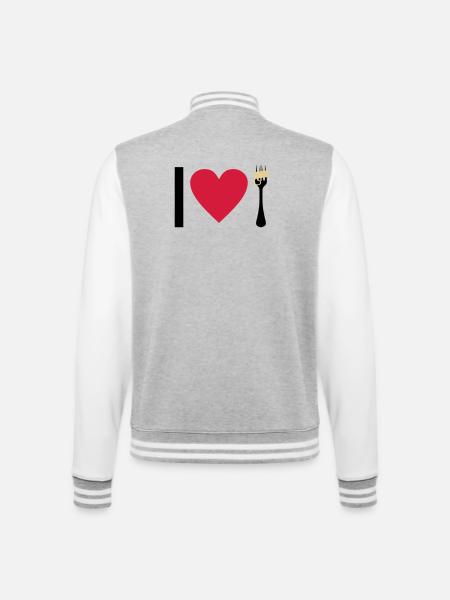 I love Pasta - College Sweat Jacket - heather grey/white