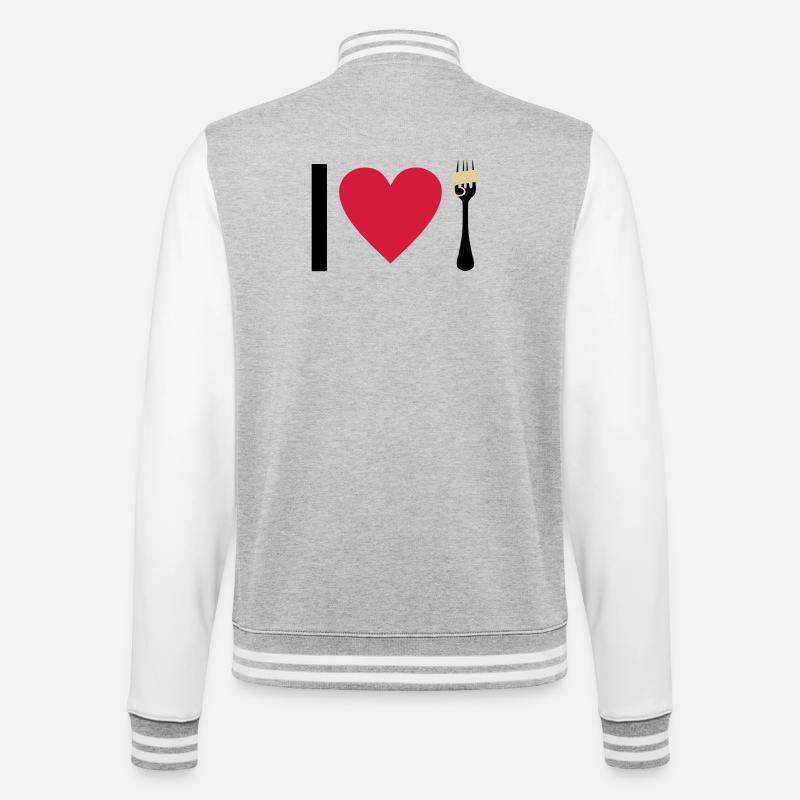 I love Pasta - College-Sweatjacke - Grau meliert/Weiß