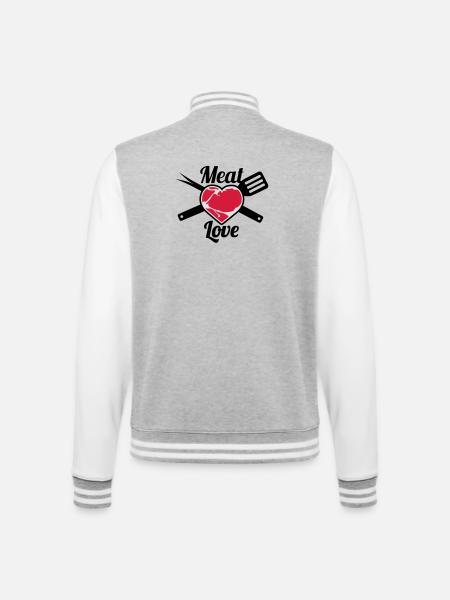 Meat Love - College-Sweatjacke - Grau meliert/Weiß