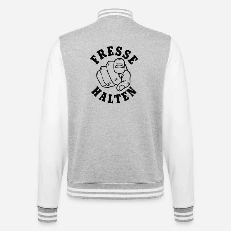 Fresse halten - College-Sweatjacke - Grau meliert/Weiß