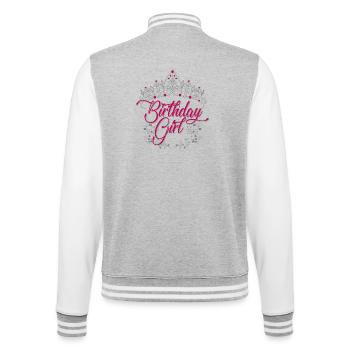 Écriture de tiare de la fille d’anniversaire - Veste Teddy - gris chiné / blanc - Dos - Marisol (170cm)