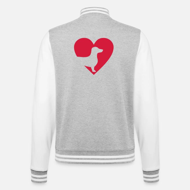Dackel - College-Sweatjacke - Grau meliert/Weiß