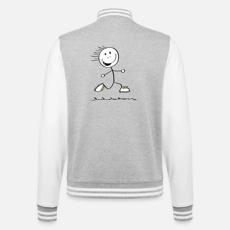 Running Strichmännchen - Läufer - Jogging - College-Sweatjacke - Grau meliert/Weiß