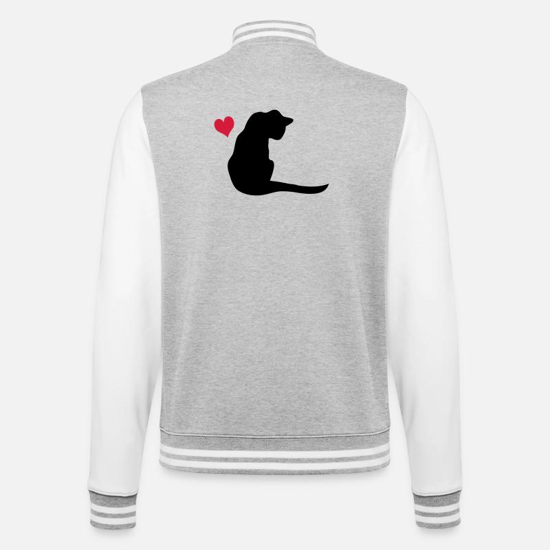 Katze - College-Sweatjacke - Grau meliert/Weiß