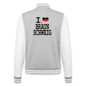 ich liebe braunschweig - College-Sweatjacke - Grau meliert/Weiß - Hinten - Marisol (170cm)