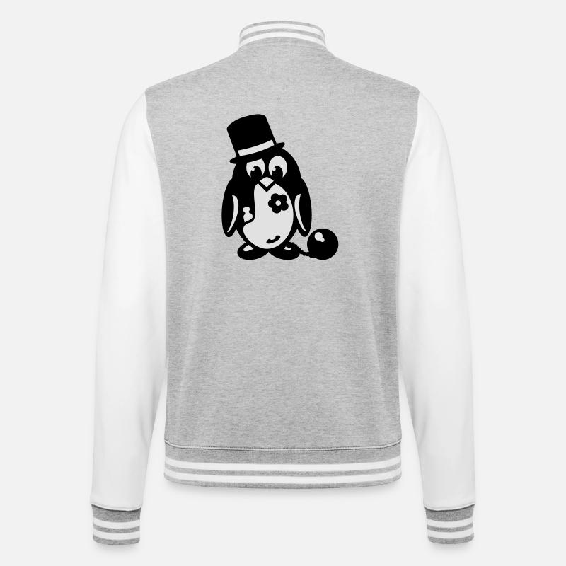 junggesellenabschied pinguin - College-Sweatjacke - Grau meliert/Weiß
