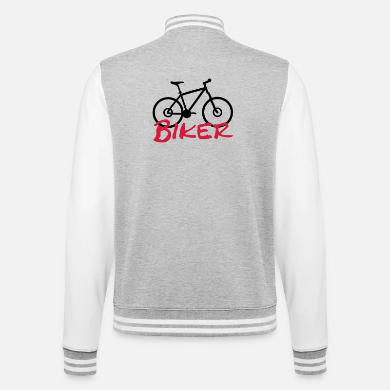 Biker - College-Sweatjacke - Grau meliert/Weiß