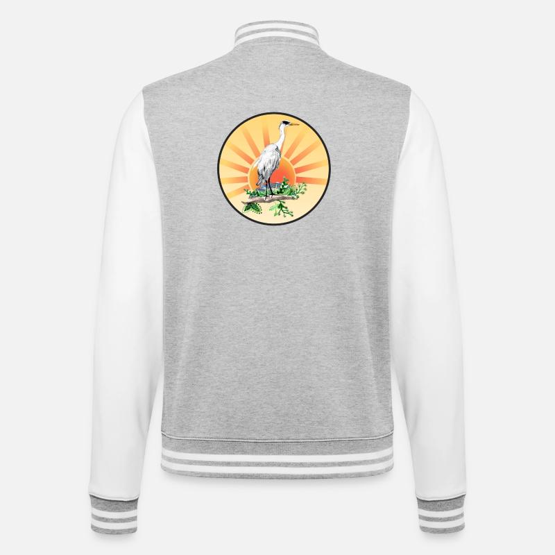 Graureiher - College-Sweatjacke - Grau meliert/Weiß